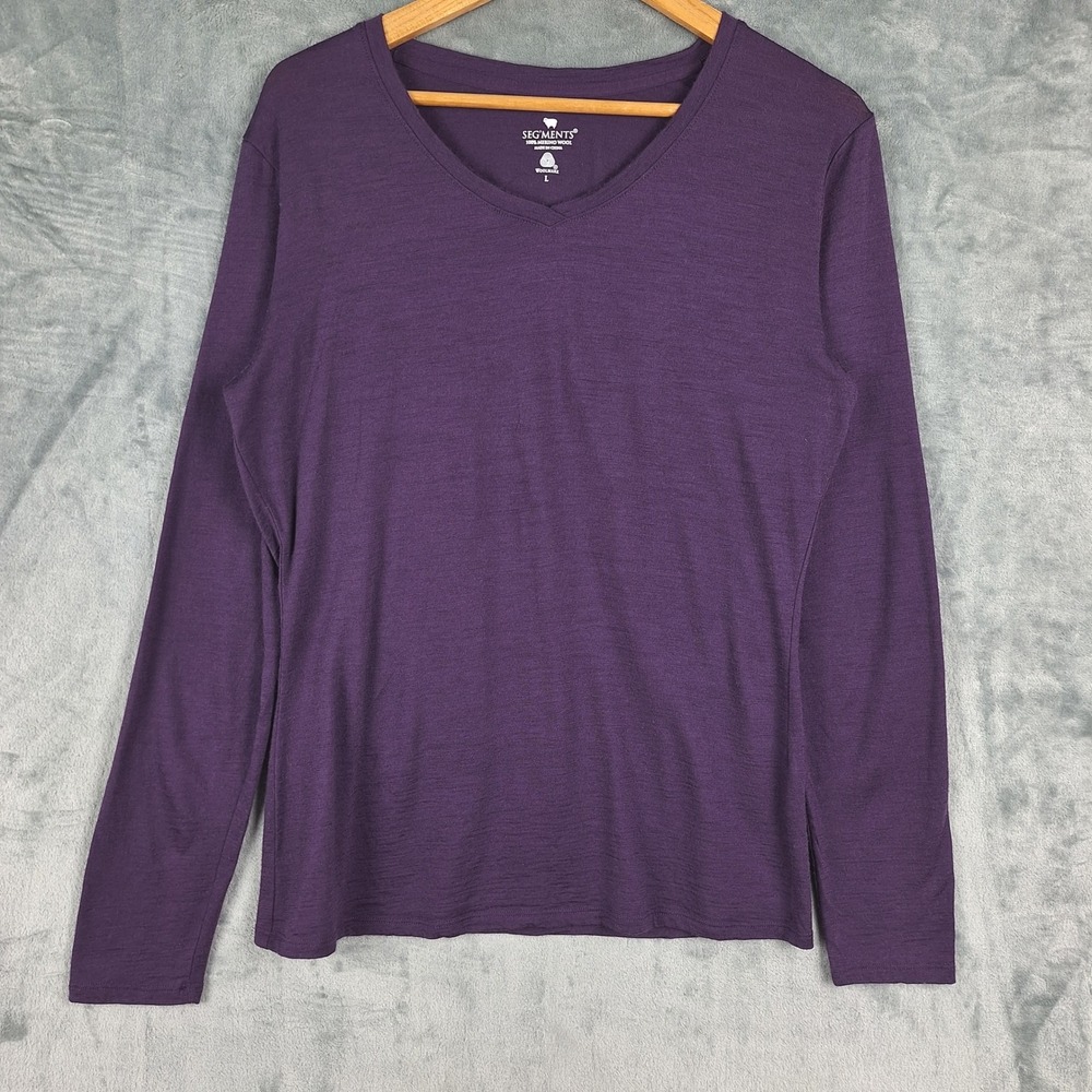 Segments Top Womens Large Purple Merino Wool Base Layer Outdoor Trail Hiking